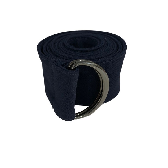 Boutique Navy Blue Fabric Circle Clasp Belt 4 - Picture 1 of 3